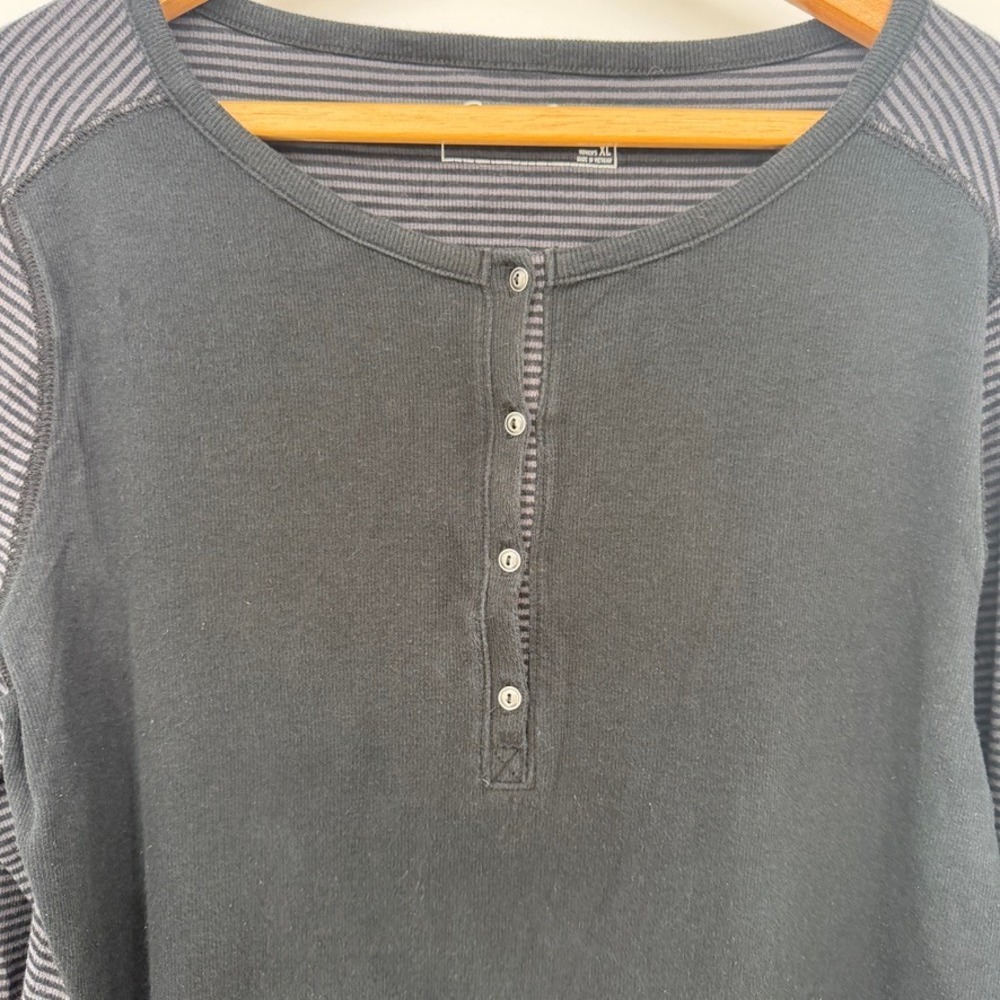 Eddie Bauer Ribbed Knit‎ Henley Top Striped Mixed Media Long Sleeve Size XL - Picture 5 of 10